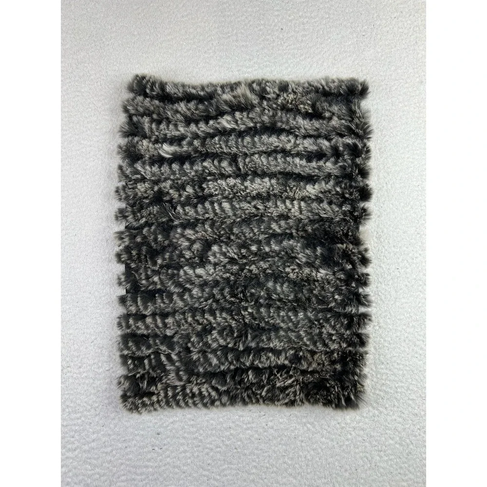 BLACK Saks Fifth Avenue Scarf Womens One Size Gray Rabbit Fur Cowl Neck Warmer